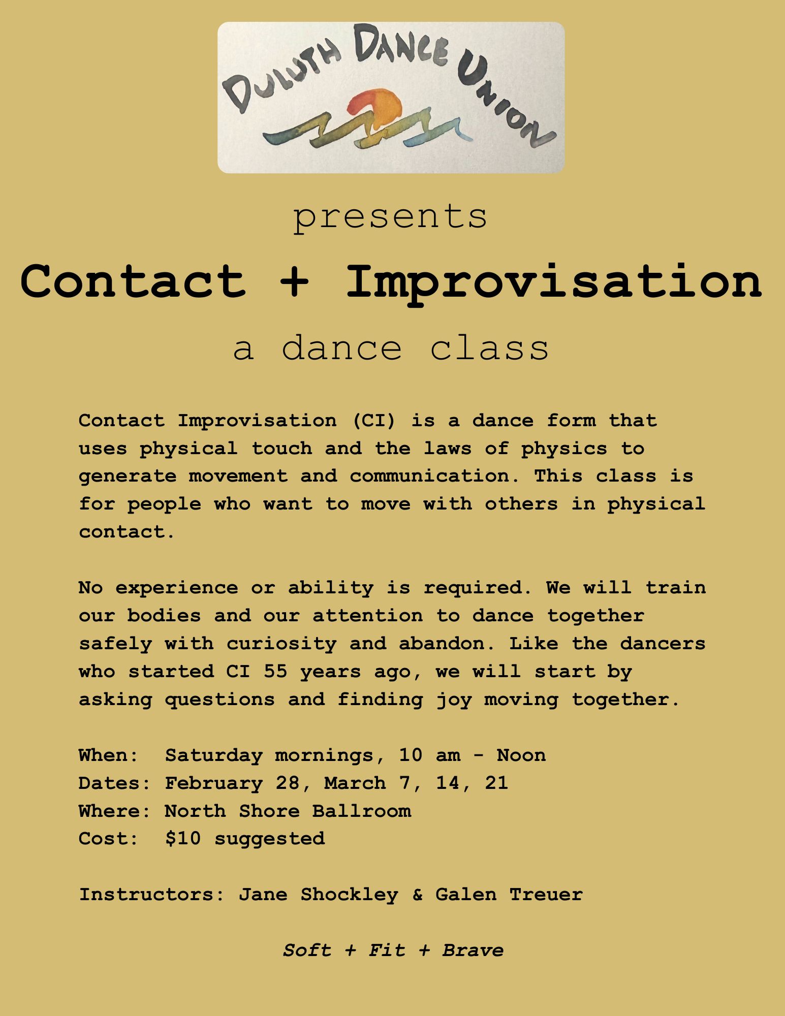 Contact + Improvisation a Dance Class